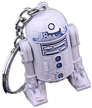 RVM Toys Star Wars R2D2 Keychain 3D Shape Metal Robot Spaceship Design White Key Chain for Car Bike Men Women Keyring Key Chain