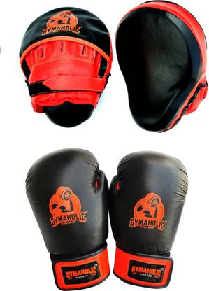 GYMAHOLIC Boxing Set Includes Injection Moulded Padded Leather Gloves and Focus Pads Boxing Kit