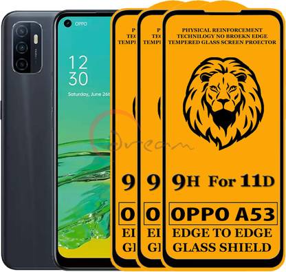 Dream Edge To Edge Tempered Glass for Oppo A53 (Anti-Fingerprint,Zero Bubble,9H Hardness)