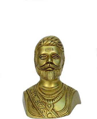 B H A R A T H A A T Brass Chatrapati Shivaji Face Idol (2.8 x 2.4 x 3.2 inches) Decorative Showpiece  -  8.12 cm