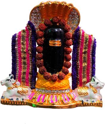 Amuse commerce Amuse Gold Plated Lord Shivling Statue Car Dashboard - Shiva Idol Showpiece - Lord Blessing Shiv Shankar Bholenath Deity Figurine Home Office Temple Art Decor Decorative Showpiece  -  8 cm