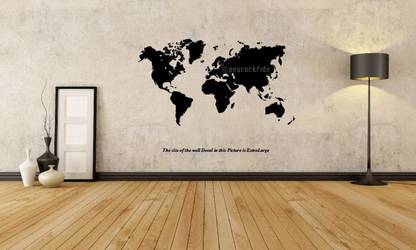 PEACOCKRIDE 60 cm World Map Wall Decal Self Adhesive Sticker