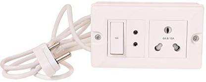 BAHUL Power strip extension multi outlet board mini modular 16 amp switches 4 METER WIRE HEAY DUTY WITH POWER PLUG BIG LOAD CAPACITY 1500 WATT 2  Socket Extension Boards