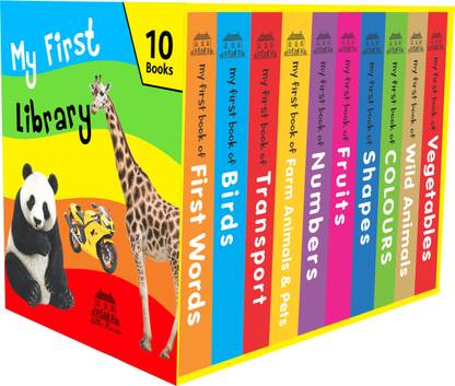 My First Library - Box Set of 10 Colourful Board Books for Kids