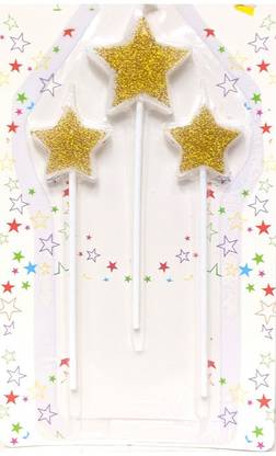 Party Monkey Glitter Star Shape Cake Candles Gold Candle