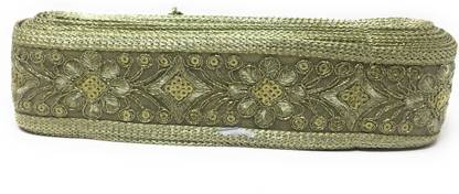 Inhika 9 Meters Lace Border Material, Embroidered, Organza Fabric (6cm Wide, Dull Gold) for saree dupatta lehenga blouse Lace Reel