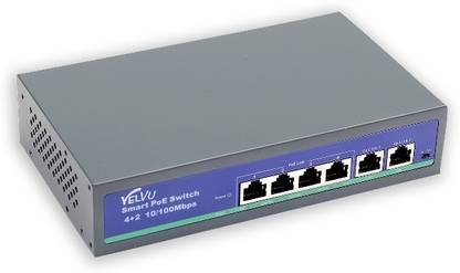 VELVU 4 Port PoE with 2 Up-Link ST-POE3106M 6 Ports 100 Mbps Network Switch