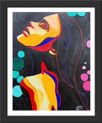 Framing Ideas by Neha Handmade Painting-Acrylic Painting-Modern Lady Art FIBN_3 Acrylic 16 inch x 13 inch Painting