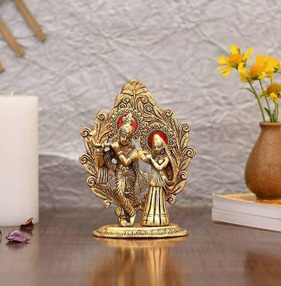 SP Handicrafts Lord Radha Krishna Idol Statue Showpiece Fegurine |Religious Murti Pooja Gift Item|Temple and Home Décor | Antique Solid Metal Radha Krishna Idol Decorative Showpiece  -  18 cm