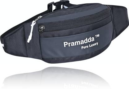 Pramadda Pure Luxury Classic Black SWAGSTER Waist Pouch for Men Women Fanny Pack Bum Bags for Boys Girls | Small Travel Bags for hiking trekking short trips holidays | Sports Walking Running jogging Bags | Travel Pouches. Bum Bag Fanny Pack