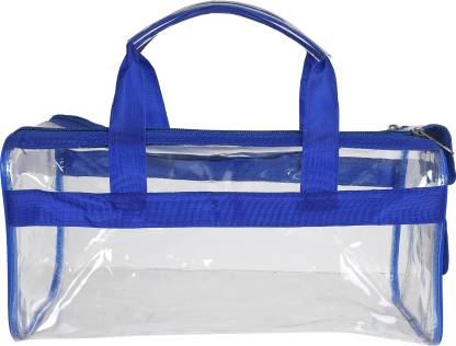 KUBER INDUSTRIES Large Size Crystal Clear Plastic Cosmetic Bags Travel PVC Vinyl Toiletry Bag, Zipper Large Transparent Waterproof Make-Up Case Organizer Bag (Blue) Travel Toiletry Kit