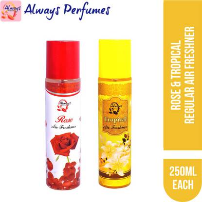 Always Rose Spray Rose & Tropical Regular Air Freshner 250ML Each (Pack of 2)