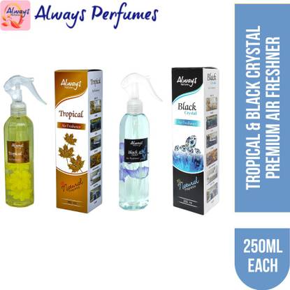 Always Black Crystal Spray Tropical & Black Crystal Premium Air Freshner 250ML Each (Pack of 2)