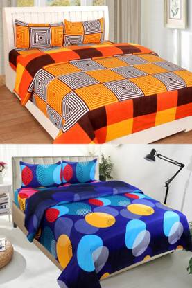 VORDVIGO Polycotton Double Flat 150 TC Checkered Bedsheet