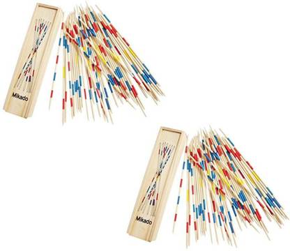 RVM Toys Pack of 2 Mikado Wooden 31 Pick Up Sticks with Wooden Box Fun Family Indoor Board Game Toy for Adults and Kids 6+ Years Board Game Accessories
