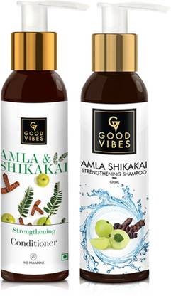 GOOD VIBES Amla Shikakai Strengthening Shampoo & Conditioner Combo