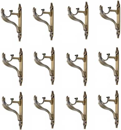 tajhardwaregallery Gold Rod Rail Bracket, Curtain Knobs Metal