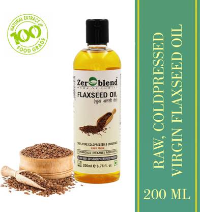 Zeroblend FLAXSEED OIL (100% PURE ALSI OIL, UNREFINED & COLDPRESSED) - 200ML Flaxseed Oil PET Bottle