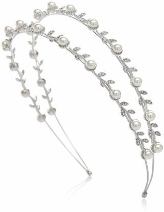 El Regalo Double Layers Pearl Hairband | Rhinestone Tiara Bridal Headpieces Women Girls Hair Accessories Hair Band