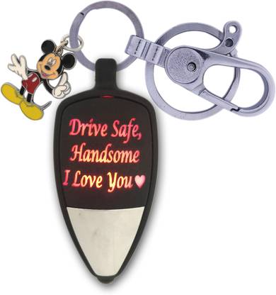 HANDSOME ISK Drive Safe Handsome Push Button On/Off Light I Love You Multi color Love Light with Push Button Locking hock along with attractive Mickey Mouse club House Key Chain