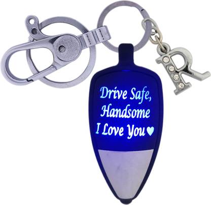 SHOKY LOOKS Drive Safe Handsome I Love You Multi color Love Light with Stylish Locking Lock with Latter R Style also a Perfect Gift to Your Loved One like Son/Boyfriend/friend/husband or any Special One as a gifted Key Chain