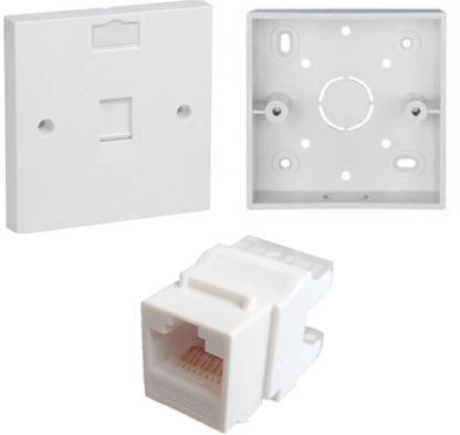 HL Technology RJ45 CAT6E Lan I/O Network Keystone Jack, Gang Box and Face Plate -1 Sets Lan Adapter