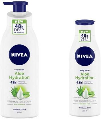 NIVEA Body Lotion , Aloe Hydration 400 ml & 200 ml - Pack of 2