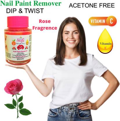 sufi New Advance Dip & Twist! Instant Nail Paint Remover with ROSE Fragrance: - Acetone Free, Enriched with Vitamin C or Vitamin E.