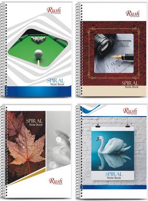 Rush 400 Pages Notebook Spiral notebook Ruled A4 Size (Pack of 4) - Spiral book - Spiral Register Notebook 400 Pages - Combo Set of Ruled Spiral Notebooks A4 Size A4 Notebook Single Line Ruled 400 Pages