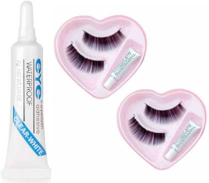 overlook Pair of 2 Waterproof False Eyelashes with Adhesive Eyelash Glue