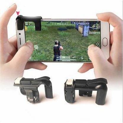 Huayue ™ Best Quality Plastic Aim Shooter Button Black M Shape Trigger High Quality Low Price Trigger For PUBG Mobile Game And Call Off Duty / Free Fire All Shooting Games Controller Battle Royal Sensitive Shoot Trigger And Aim Supports & Suitable For All Types Android And IOS Mobile -1 Pair L1 R1  Gaming Accessory Kit