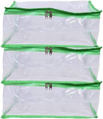 ZOVIRA pvc-pauch-03-green 3 pcs combo set of PVC Transprent Pouches for Cosmetics, Stationery, Medicines, Multi Purpose pouch-(GREEN) pvc-pauch-03-green