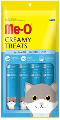 Me-O Roll over image to zoom in ME-O Creamy CAT Treats - Chicken & Liver Flavor 60 G Pack of 12 (720g) Chocolate Cat Treat