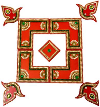 Avanti Creation Acrylic Decorative Readymade Rangoli for Floor Decoration Diwali Table Decorations-Reusable - 9 PCS Multiple Design Can Be Made Rangoli Stencil