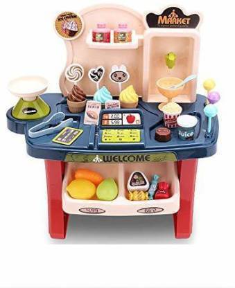 jmv Supermarket Shop, Pretend Play Shopping Toy Set with Sound Effect for Kids.