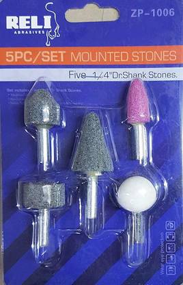 Qualigen 5Pcs Shank Mounted Stone Grinding Wheel Head Rotary Tool (3 mm) Rotary Tool