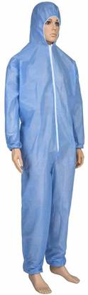 Gold Flame Personal Protective Equipment Kit - PPE Kit/Disposable Full Body Cover Dress (Blue) Sitra Certified Safety Jacket