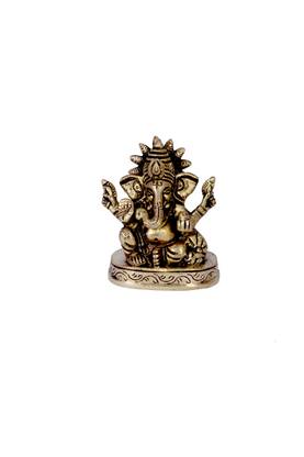 B H A R A T H A A T Brass Lord Ganesha Statue (2.3 x 1.3 x 2.7 inches) BH06764 Decorative Showpiece  -  6.85 cm