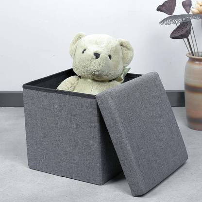 NORWICH ENTERPRISE Cube Shape Sitting Stool with Storage Box Living Foldable Storage Bins Stool