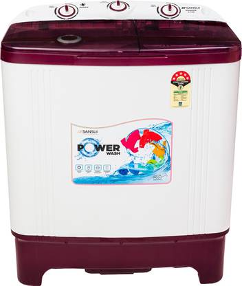Sansui 6.5 kg Semi Automatic Top Load Washing Machine White, Maroon