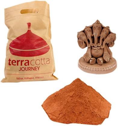 Terracotta Journey Shadu Clay Powder Bag Ready to Use for Home Made Organic Eco-Friendly Ganesha, Natural & Soft for Kids and Adults Sculpture and Modeling (Red) Art Clay
