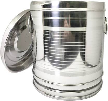 bartan hub STORAGE DRUM Stainless Steel Large Rice/Flour(Aata) Container /Storage Set of 1 (Dishwasher Safe , 10 KG , Tea , Coffee , Sugar Container ) 10 L Drum