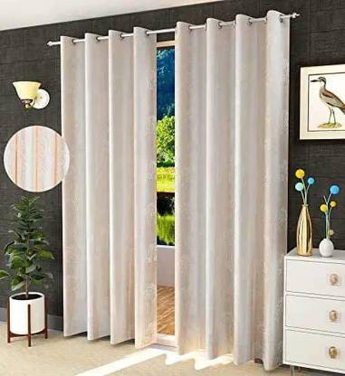 Kraftiq Homes 214 cm (7 ft) Door Polyester Semi Transparent Curtain (Pack Of 2)
