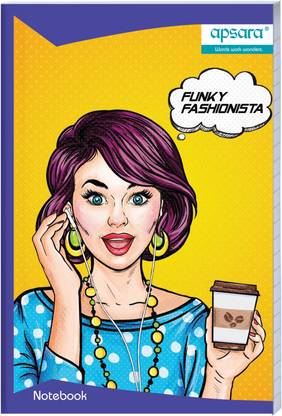 APSARA Funky Fashionista 17 x 27 cm Regular Notebook Unruled 172 Pages