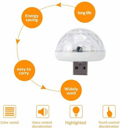 Style Tech USB Mini DJ Party Light Disco Bulb LED Small Magic Ball LED Home DJ Stage Colourful Strobe RGB Lamp for Decorations Home, Car etc (Set of 1,...