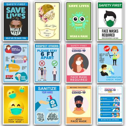 Techfit Face Mask Required, Beyond This Point, Help us To Save You, Sanitize Your Hands, Prevention of COVID-19 Emergency Sign