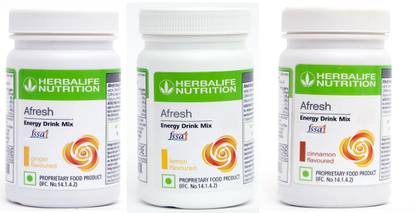 HERBALIFE AFRESH ENERGY DIRNK MIX COMBO OF GINGER + LEMON + CINNEMON SET OF 3 Energy Drink