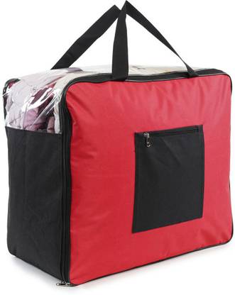 HOME VIBES 2021 2021 Nylon Storage Bag XXL For Clothes With Clear Window & Pocket | 3 Layer Moisture & Insect Proof Coating | Red SBPOVNRD