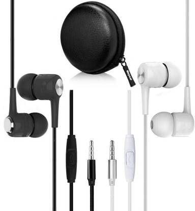 SPN 2 pack In-Ear Headphones with High Sensitivity Mic With Case Wired