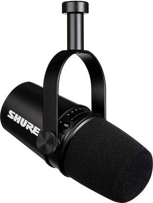 Shure MV7 USB Podcast Microphone Podcasting, Recording, Live Streaming & Gaming, Built-in Headphone Output, All Metal USB / XLR Dynamic Mic, Voice-Isolating Technology, TeamSpeak Certified - Black Microphone